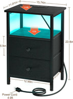 LOAKEKEL LED Night Stand with Charging Station, Small Bedside Table with USB - Image 7