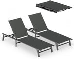 Ciokea Foldable Outdoor Lounge Chair Set of 2, No Assembly Aluminum Chaise by CIOKEA