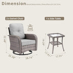 Outdoor Swivel Rocker Patio Chairs, 3 Piece Patio Furniture Set - Image 2