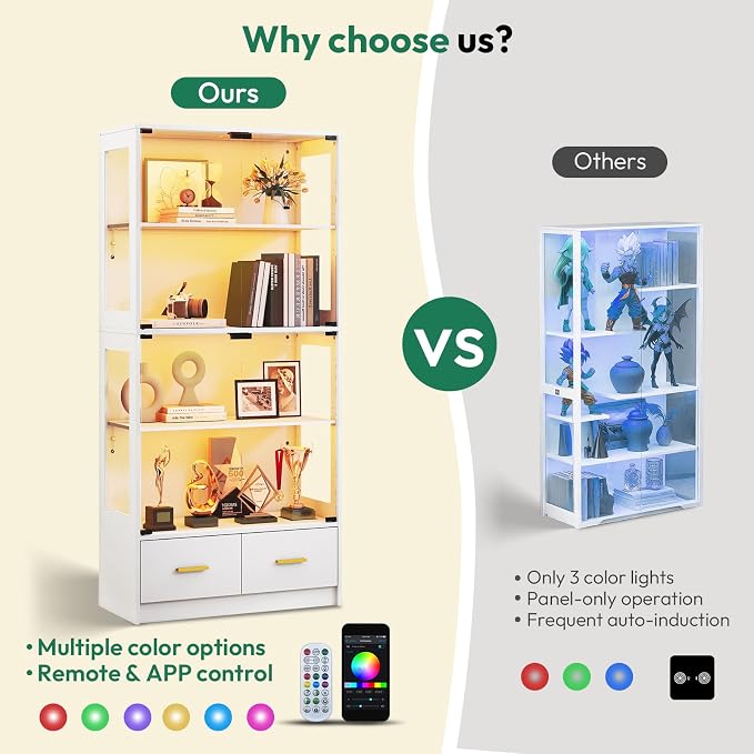 Lamtor 67-inch Glass Display Cabinet – Curio Cabinet - Image 3