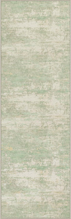 2.6x14 Washable Runner Rug:Modern Abstract Soft Carpet Green Cream | by FXRHLP