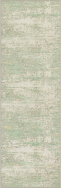 3x14 Washable Runner Rug：Modern Abstract Soft Carpet Green Cream | by FXRHLP