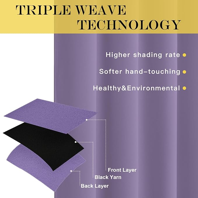 NICETOWN Lilac Purple Blackout Curtains - Image 3