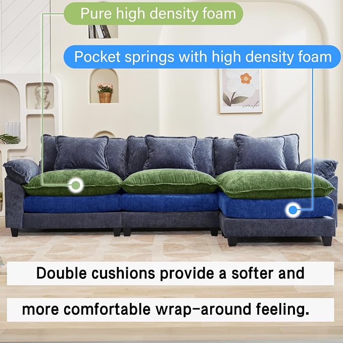 Oprisen 120" Modular Sectional Sofa, Comfy Cloud Couch Sectional Sofa - Image 3