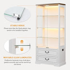 FREDEES Display Cabinet with Glass Doors, Tall Bookcase with 3 Color Lights and - Image 5