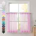 Light Pink Sheer Curtains 36 inch Length Kitchen Tiers Short Voile by OVZME