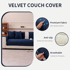 Velvet Couch Cover, Plush Sectional Sofa Cover Washable, Anti Slip Sofa - Image 2