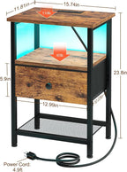 LOAKEKEL Nightstand with Charging Station, End Table with Fabric Drawer - Image 3