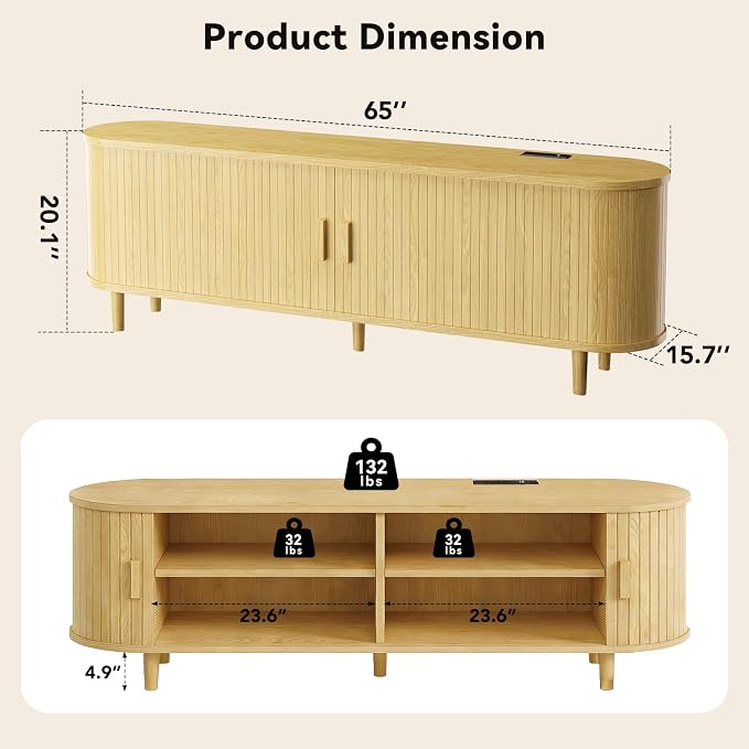 65" Mid Century Modern TV Stand - Image 3
