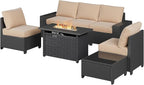Aoxun Patio Furniture Set with 44'' Fire Pit Table, Widen Armrests Wicker - Image 12