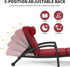 HOMREST Chaise Lounge Chairs Set of 2, PE Rattan Wicker Patio Lounge Chair - Image 5