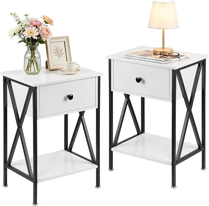 VECELO Nightstands Set of 2, Modern Bedside End Tables, Night Stands by VECELO