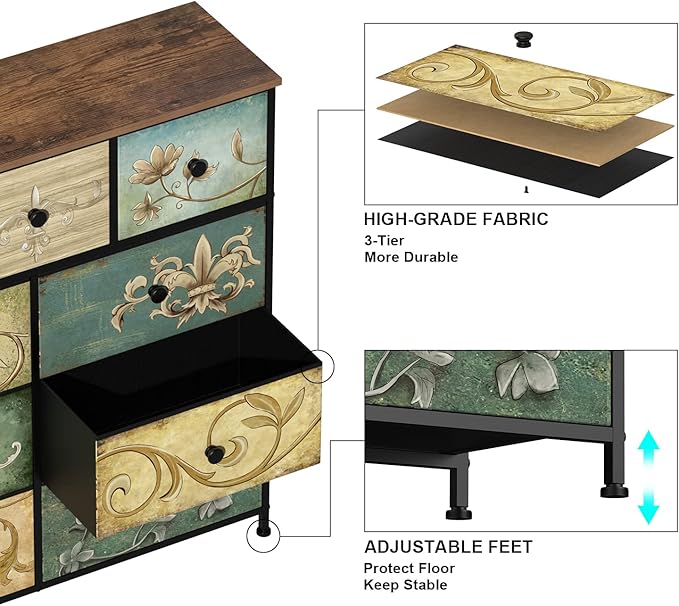 Tohomeor Dresser with Drawers for Bedroom Chest of Drawers Fabric Dresser for - Image 7