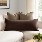 MIULEE Decorative Linen Lumbar Pillow Cover 14x36 Inch Dark Brown | Fall Autumn - Image 3