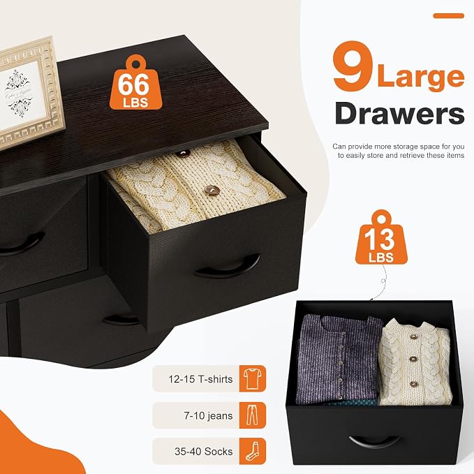 Sweetcrispy 9-Drawer Fabric Dresser Storage Tower - Image 7