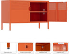 Orange Metal Storage Cabinet, 2 Door TV Stand, Metal Mesh Accent Cabinet - Image 4