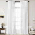 Linen White Curtains 135 inch Extra Long by Nanspring