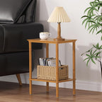 2-Tier Small Side Table, Narrow Entryway Table, Bedside End Table, Bamboo Night - Image 8