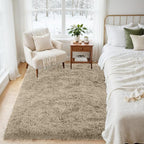 4x6 Fluffy Shag Area Rugs for Living Room Bedroom: Soft Carpet Gray Camel | - Image 3