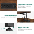 YITAHOME 4-in-1 Lift Top Coffee Table - Image 7