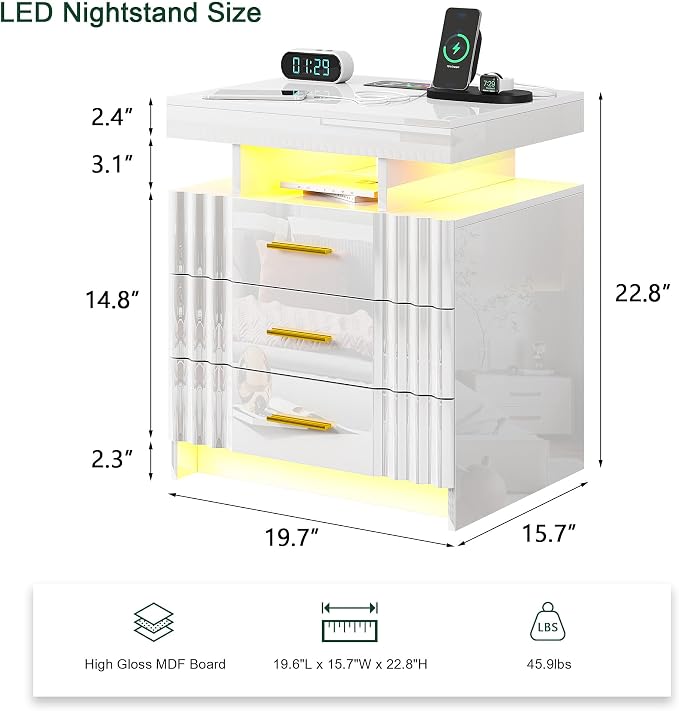 HNEBC LED Night Stand, Nightstand - Image 2