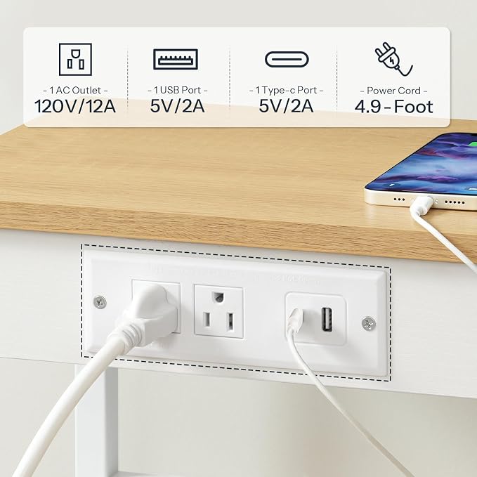 HOOBRO Side Table with Charging Station and USB Port, Small End Table - Image 4