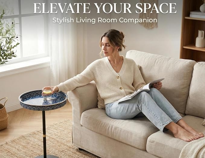 Gesodant Boho Single Leg Round Side Table - Image 4