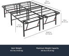 Amazon Basics Bed Frame with Storage, Foldable Metal Platform, Sturdy Steel - Image 3