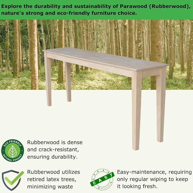 International Concepts Shaker Console Sofa Table, 72-Inch Long, Solid Parawood - Image 4