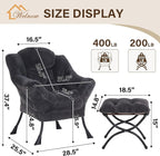 Welnow Lazy Chair with Ottoman, Modern Accent Chair with Armrests and a Side - Image 3