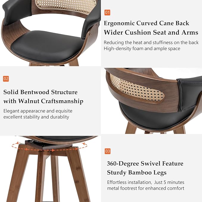 Set of 1 Rattan bar stool1 - Image 3