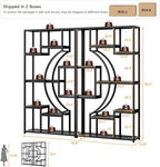 LGHM Bookshelf Set of 2 with Metal Frame, 5 Tier Geometric Bookcase, Adjustable - Image 2