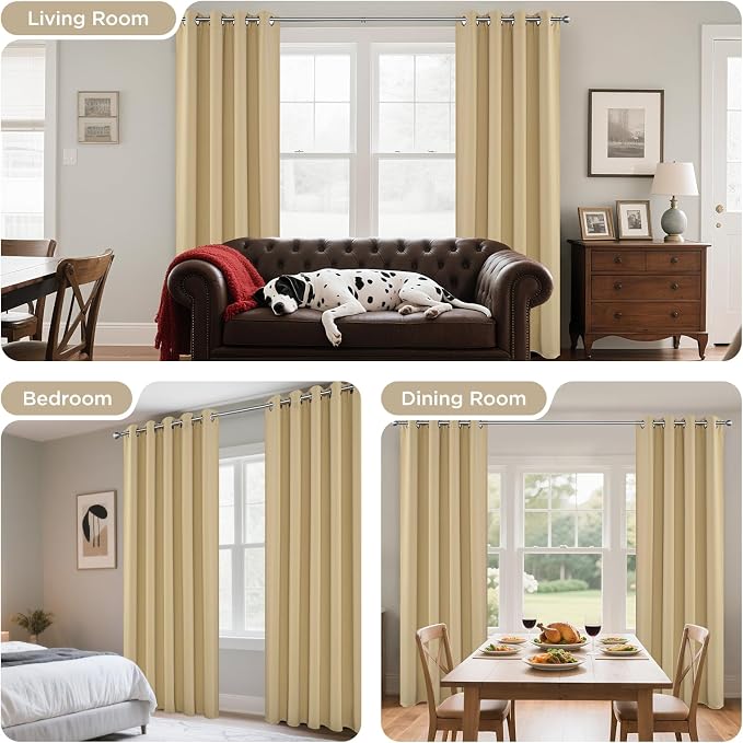 Joydeco Beige Blackout Curtains - Image 6