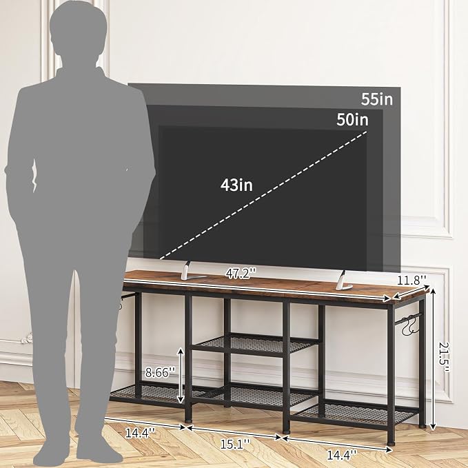 YGEOMER TV Stand for TVs Up to 55 Inch, Entertainment Center for Living Room - Image 2