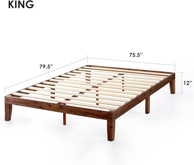 Mellow 12" Solid Wood Platform Bed Frame - Image 2