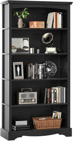 TVU 5-Tier Wooden Bookshelf, 31.5" W x 65" H ×9.9" D Bookshelf by TVU
