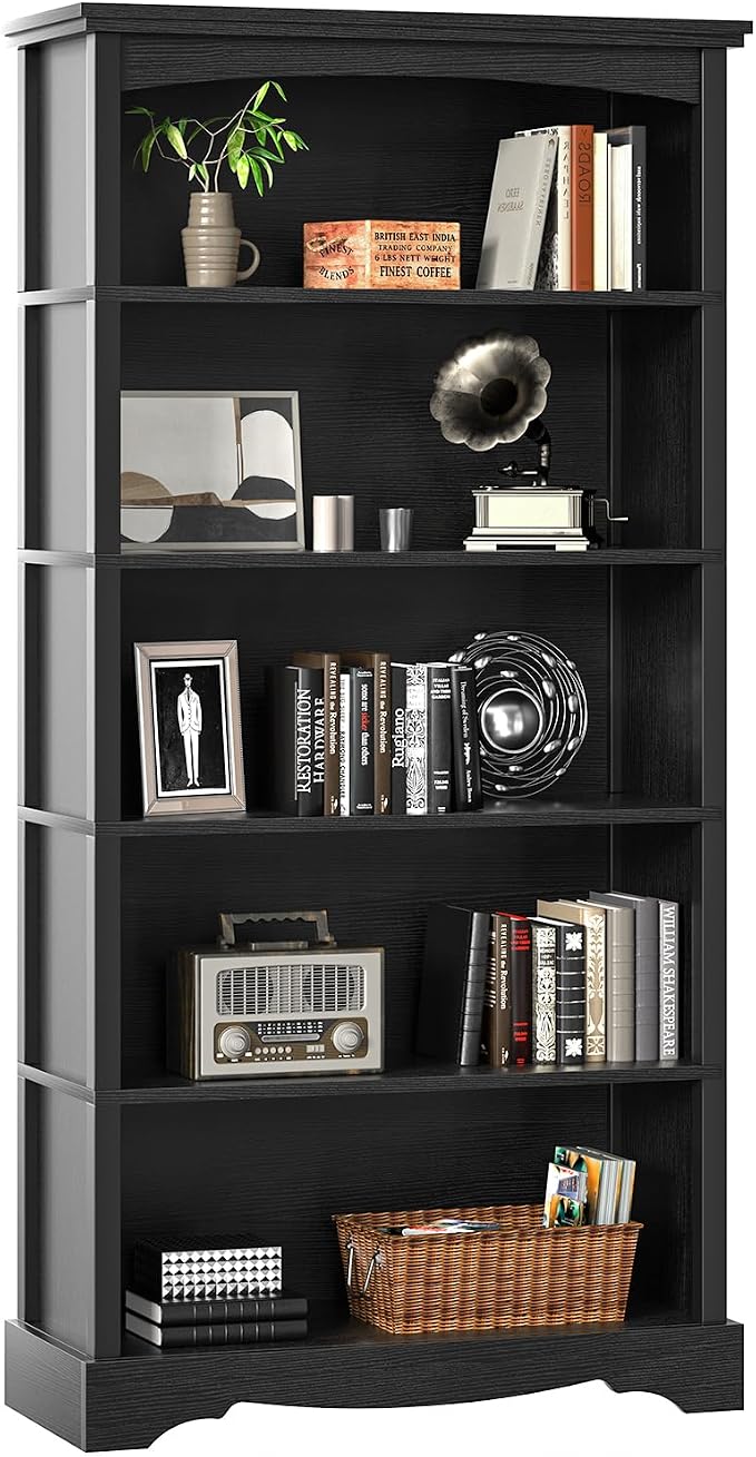 TVU 5-Tier Wooden Bookshelf, 31.5" W x 65" H ×9.9" D Bookshelf by TVU