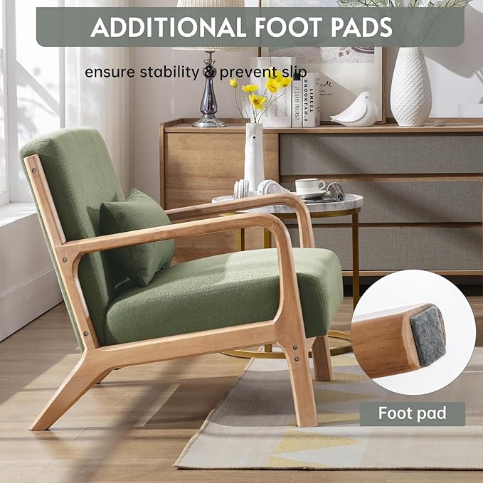 ANJ Mid Century Modern Accent Chair, Comfy Fabric Reading Chair - Image 6