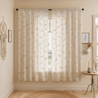 Floral Embroidered Light Filtering Curtains 72 Inch 2 Panels | Linen Blend by Unknown