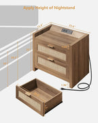 SICOTAS Rattan Nightstand End Table - Image 2