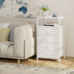 BOLUO Tall Night Stand with Drawers, Small White 4 Drawer Dresser - Image 4
