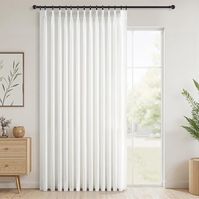 Topfinel 105 Inches Long Pinch Pleated Semi Sheer Curtains by Topfinel