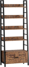IRONCK Bookshelf with Louvered Doors, 4-Tier Ladder Shelf with Cabinet by IRONCK
