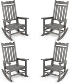 Stoog Patio Rocking Chairs Set of 4, All-Weather HIPS Outdoor Rocking Chair by Stoog