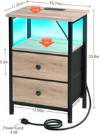 LOAKEKEL Night Stand with Charging Station and LED, Bedside Table with USB - Image 3