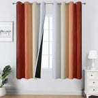 Burnt Orange and Greyish White Ombre Blackout Curtains 52Wx63L Inch Long | by ESTELARTEXTILER