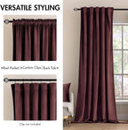 MIULEE Velvet Curtains 52x96 inches 2 Panels Ruby Wine Blackout Curtains | - Image 2