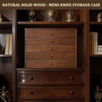 5-Tier Large Knife Display Case & Organizer, Wooden Pocket Knife Storage Box - Image 7