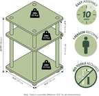 Furinno Turn-N-Tube Side Table, 3-Tier Square Modern End Table, Toolless Open - Image 3