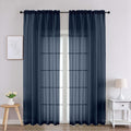 Chyhomenyc Navy Blue Sheer Curtains 90 Inches Long 2 Panels, Light Filtering by Chyhomenyc